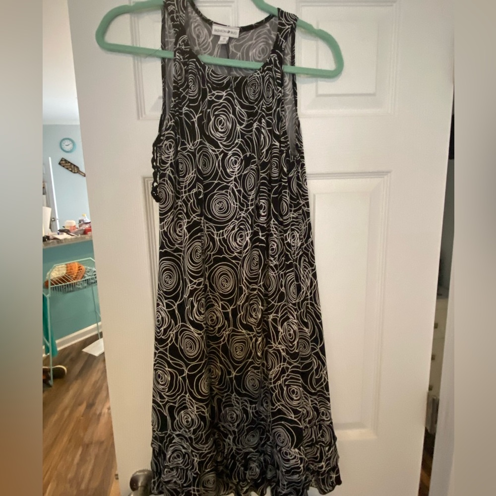 Black with white flowers dress